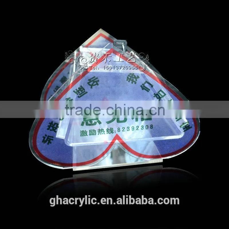 GH-RJ015 heart shape High polished Acrylic suggestion Box ,modern Acrylic suggestion Box
