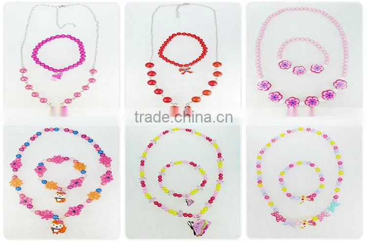 kids bead jewelry set girls favourite colorful environmental custom design elastic bracelet resin silicone bead bracelet