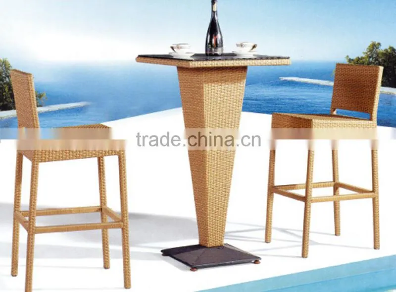 Outdoor Patio Plastic Resin Rattan Weaving Wicker High Back Bar Chairs