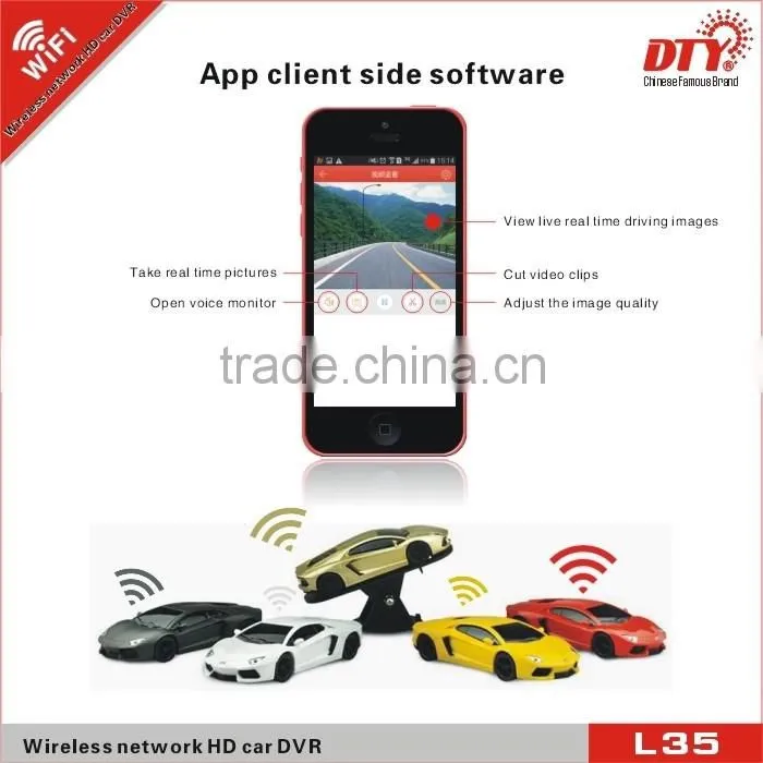 Wireless WiFi network full hd car recorder,L35