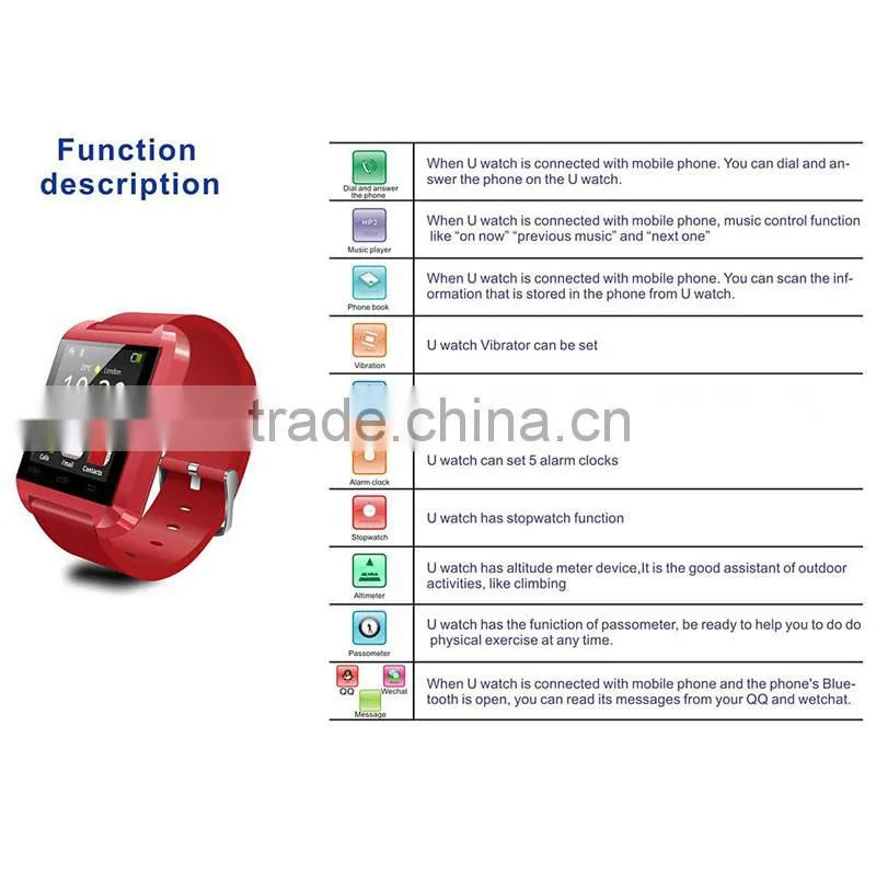 China Factory Supply - 2014 U Watch U8 cheap smart watch bluetooth phone