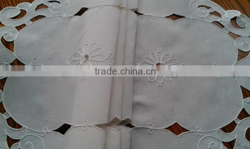 Cut work and hand embroidered table runner