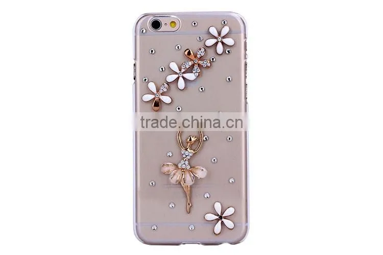 2016 OEM design Diamonded back cover mobile phone PC case for samsung s7