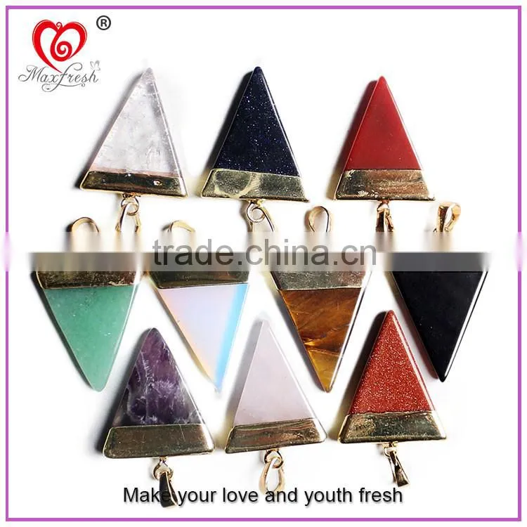 Natural Quartz Different Kinds Crystal Point Pendant for Necklace Natural Crystal Stone Pendant Design Mixed Triangle Stone