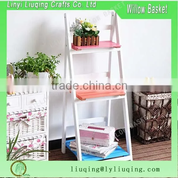 New arrival stylish three tier wood shelf knock down shelf display shelf
