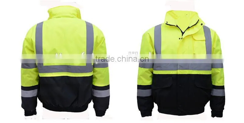 yellow high visibility reflective warm windproof waterproof winter riding jacket
