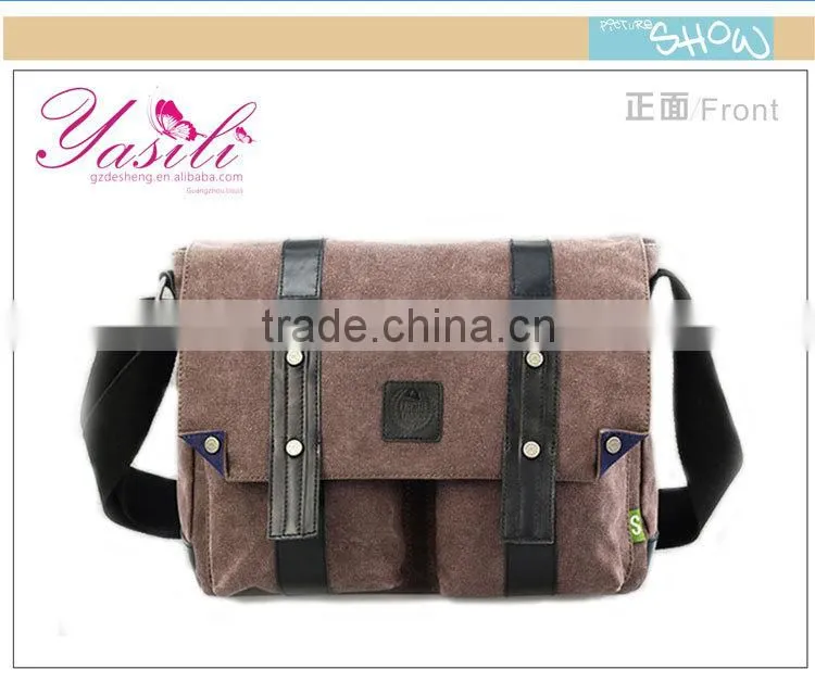 casual canvas messenger bag with leather trim,genuine leather canvas bag for men,canvas messenger bags china