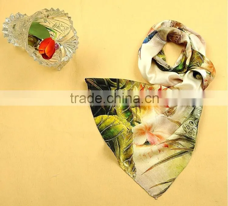 Beautiful 100% silk paint printed long silk scarves scarf