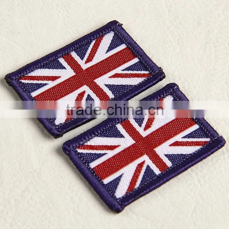 China recognized supplier customs woven arm badge with flag shaped for special working uniform