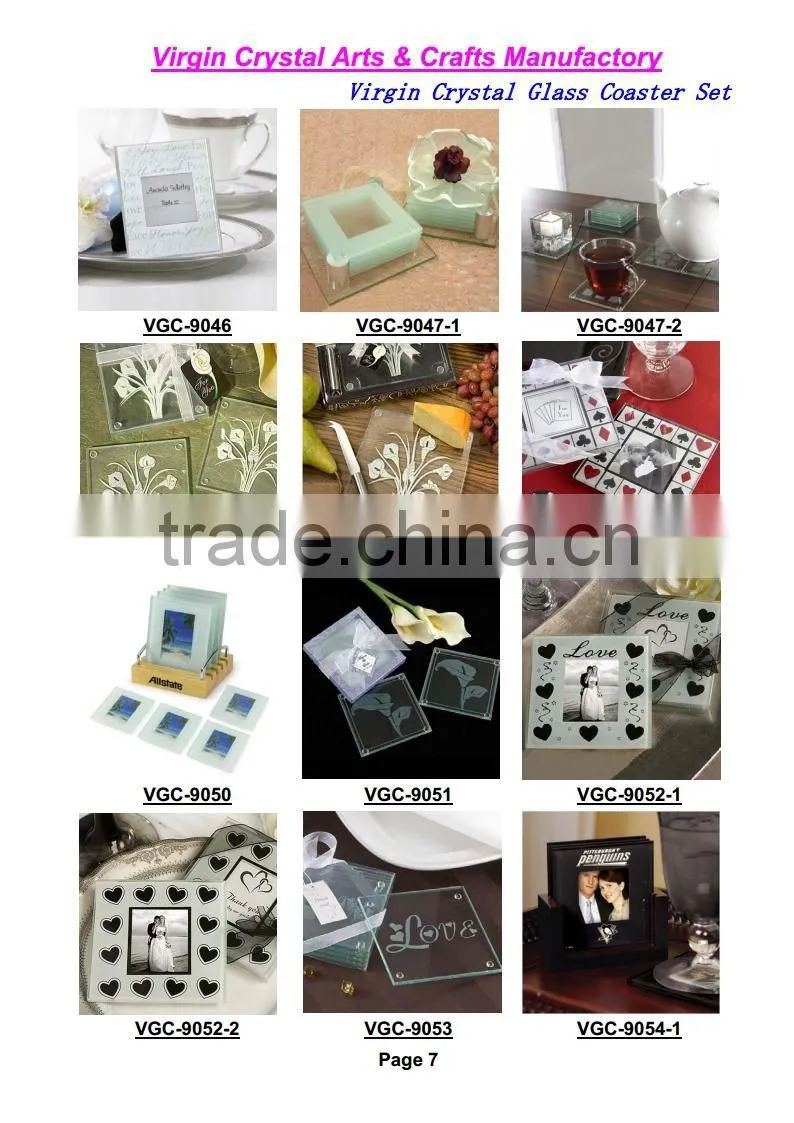 Blank Glass wine Coaster with Customized Logo for wedding Souvenirs