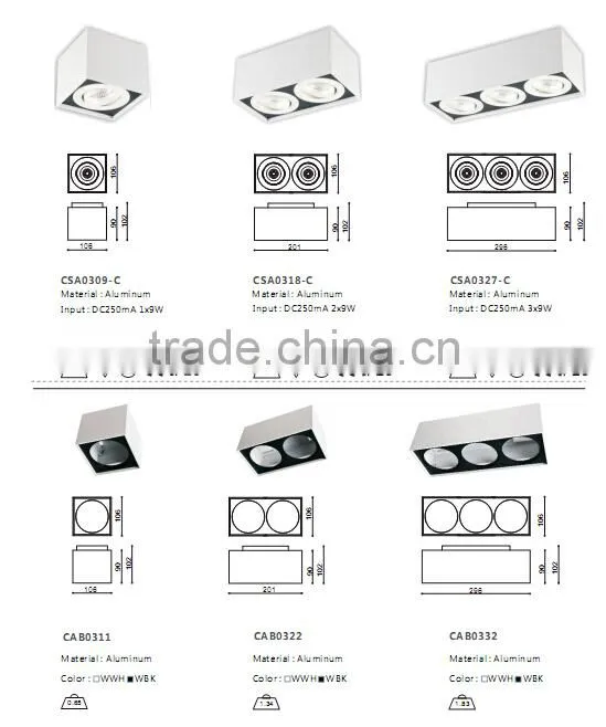 9W*3 27W high power 30w cob led ceiling light