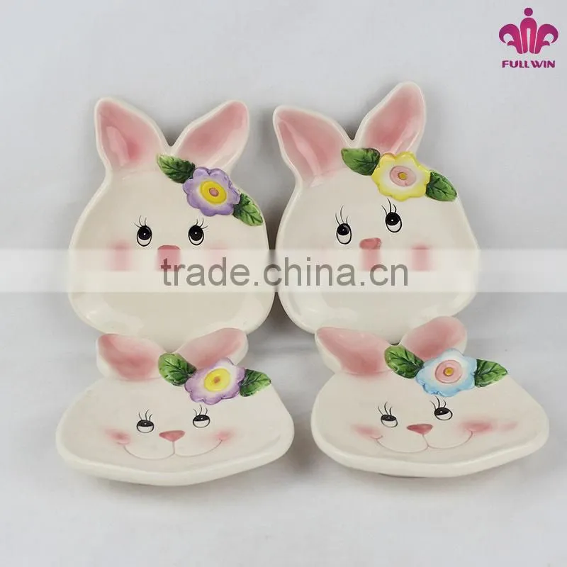 Candy ceramic plate with bunny design