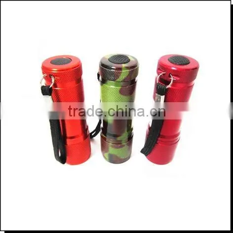Aluminum 9 UV Camouflage LED Flashlight LED Torch
