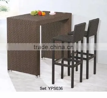 restaurant furniture elegant rattan wicker high long table chairs dining set YPS032