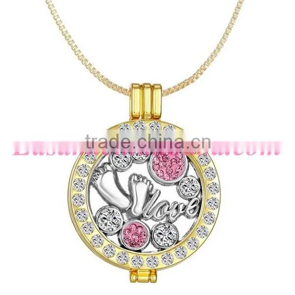 Latest design crystal locket pendant necklace