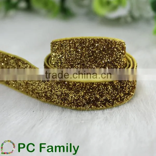 5/8" apple green Glitter Elastic Ribbon hairband DIY Ribbon