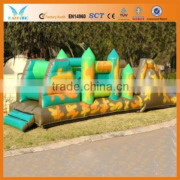 Shake Inflatable Obstacle course with slide and barrier