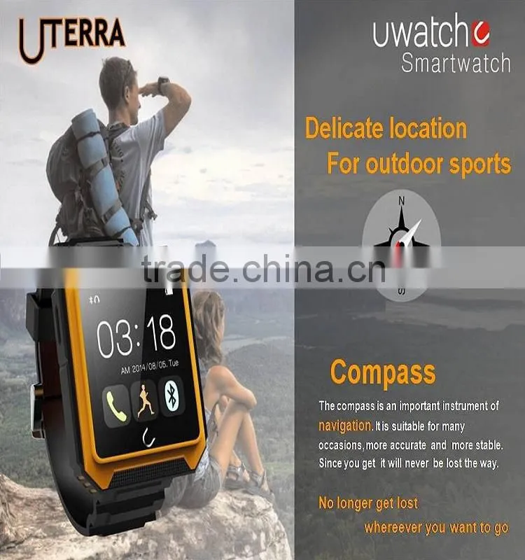 Waterproof Watch U TERRA smartwatch WristWatch Pedometer Calls Compass IPS Screen Ip68 For Android iPhone Samsung S5 Note 4 U8
