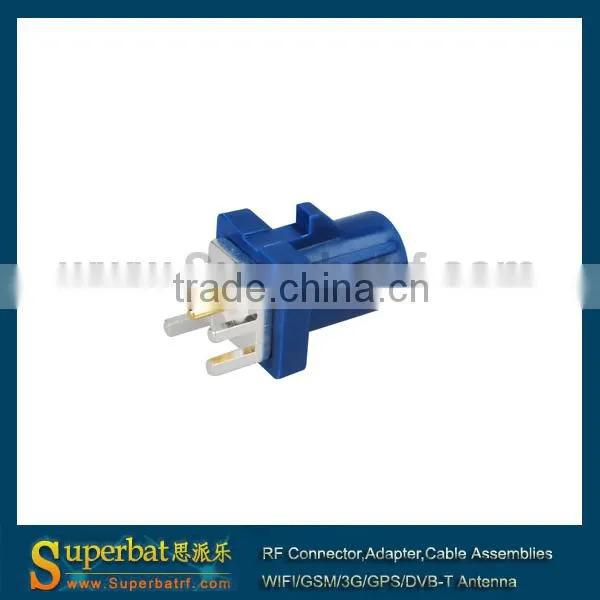 Fakra Plug End Launch PCB mount straight Blue for GPS telematics or navigation