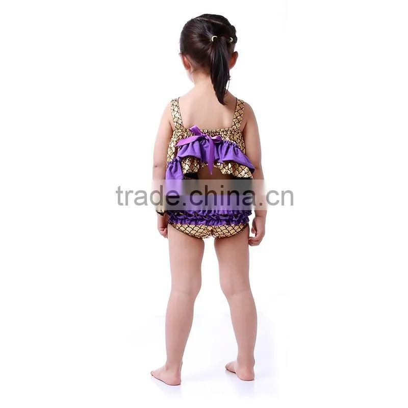 Girl's Fashion Swimming Wear green The little mermaid clothes baby swing top set