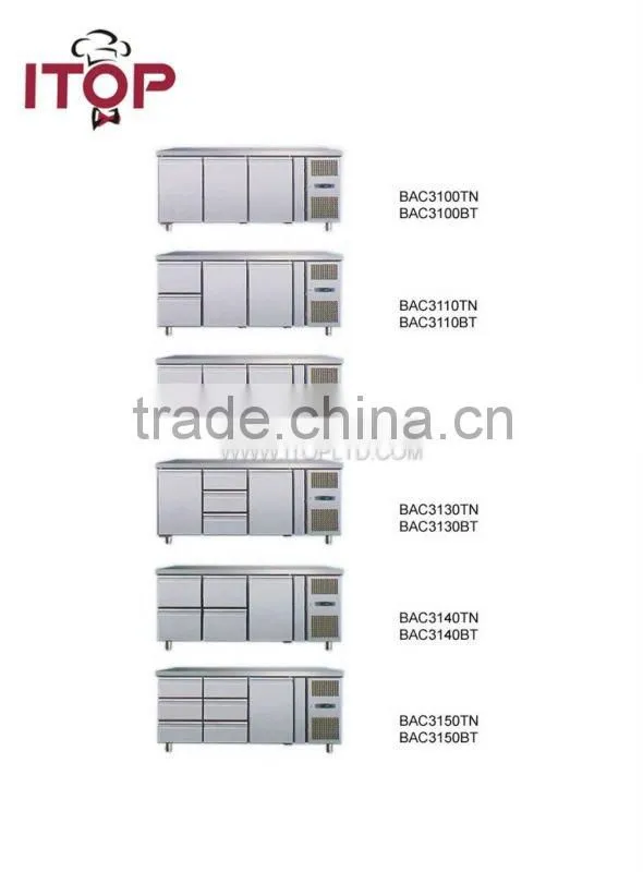 air-cooled type 3doors refrigerated pizza worktable