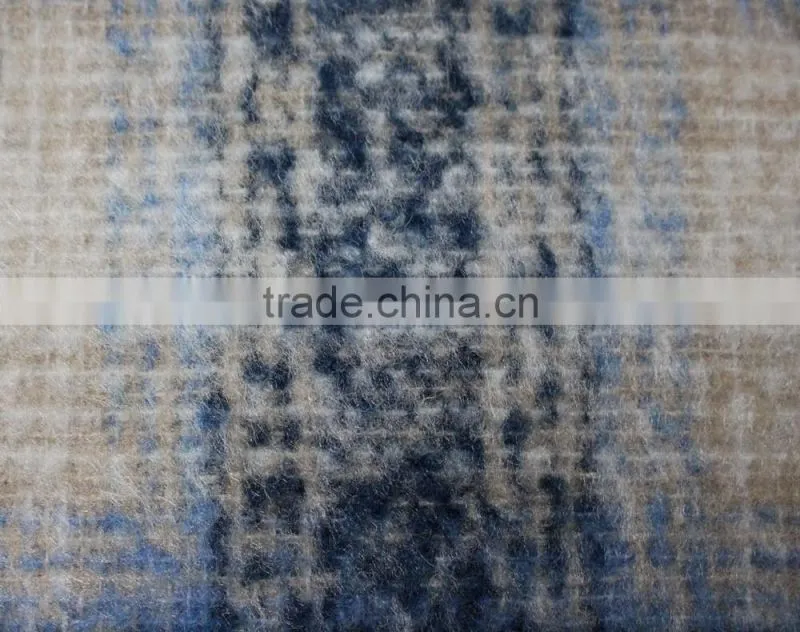 Fall winter thick scotch plaid brushed polyester acryilic blend wool fabric