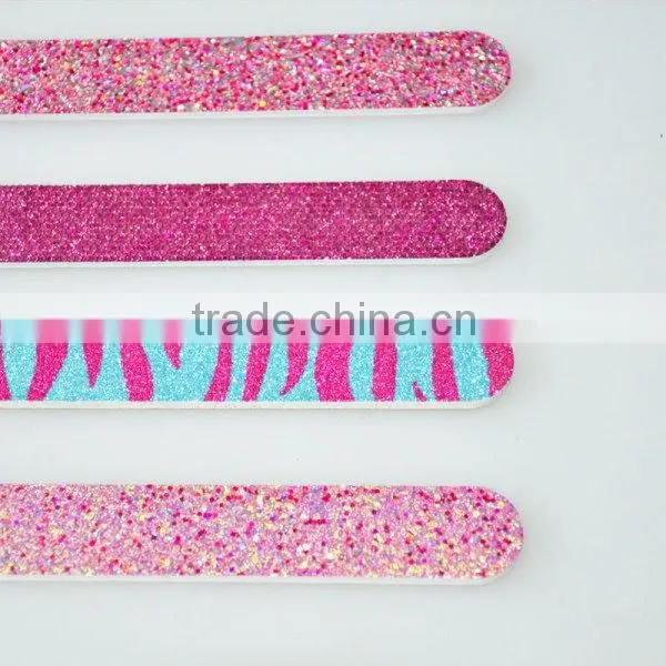 Wholesale custom shiny glitter beauty nail file giraffe personalized emery board one side decorative manicure tools factory
