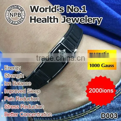Noproblem D003 vintage jewelry sport man silicone magnetic titanium bracelet