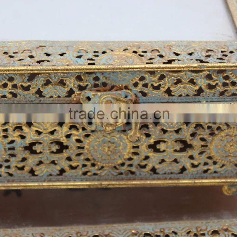 Decorative Jewelry Mirror Wholesale Trinket Box,Antique Metal Trinket Box