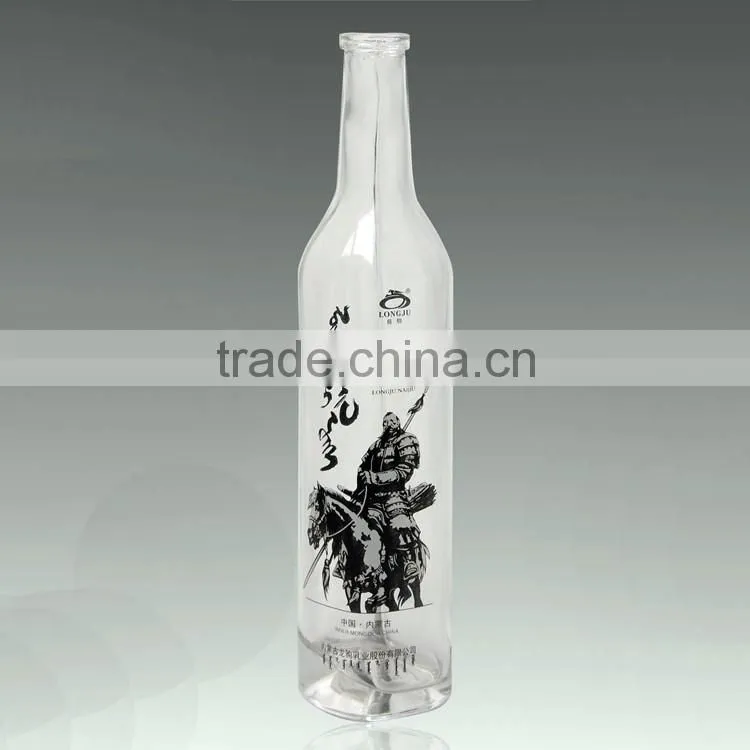 Hot selling boston shape liquor bottles fancy frosted beverage bottle spray printing bottles