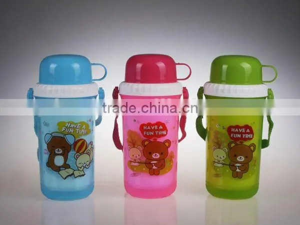 A066 new 300-500ml plastic children water drinking bottle with cup shantou shuanghuan viassin pp kids bottle