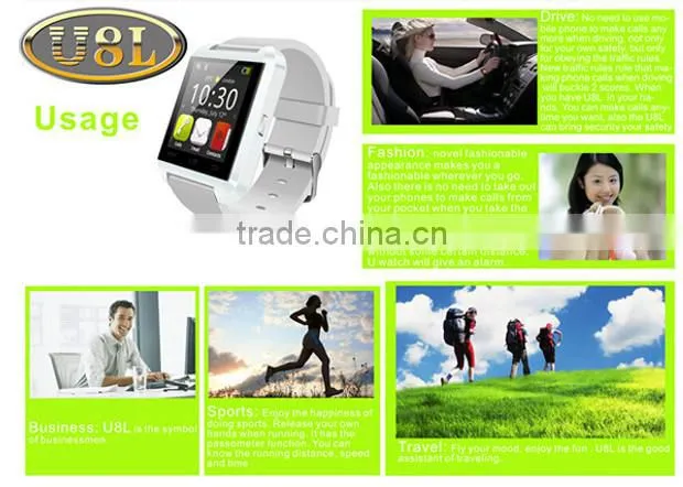 2016 hot sale ! sport water resistant bluetooth smart u8l android watch