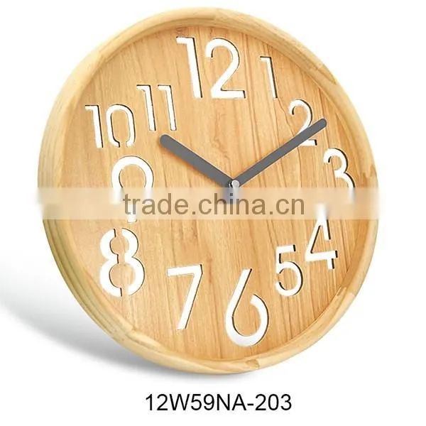 12 inch novelty wooden art funky wall clocks(12W59NA-160)