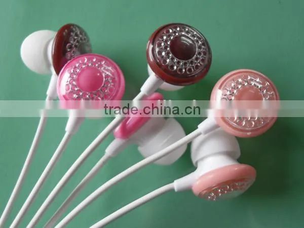 Fashion colorful earphone & headphone with big dimond decorative