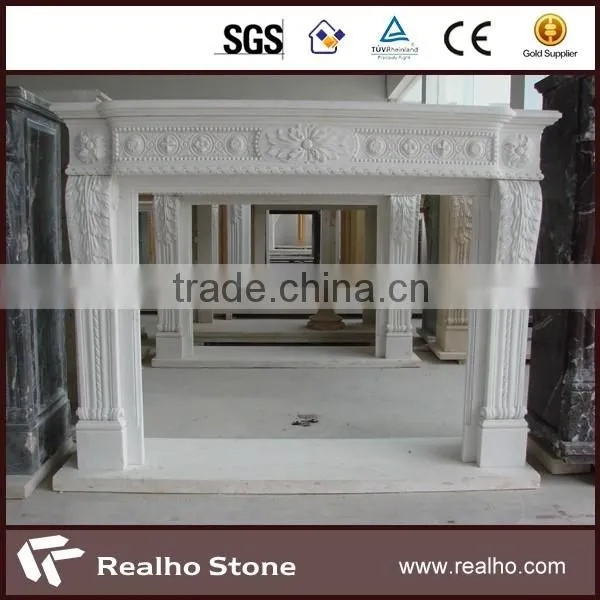 white carrara marble fireplace for home decoration