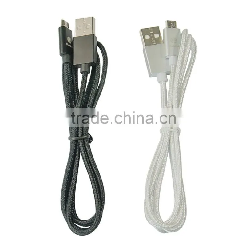 Black White Micro Nylon Braided Durable Data Transfer Charging Micro USB Cable for Android Mobile Phone