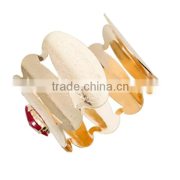 Hot Sale Gold Plated Red Resin Bangle