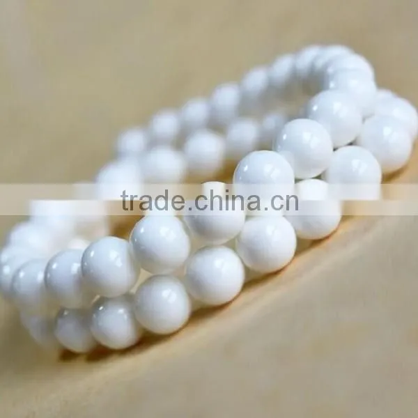 6mm natural round solid white agate loose beads
