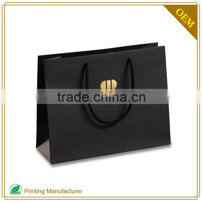 Purple Luxury Paper Hand Bag Shopping Packaging Gold Logo Custom Printing