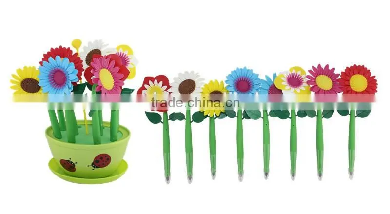 2016 Yes Novelty colorful flower pen/flower plastic ball point pen