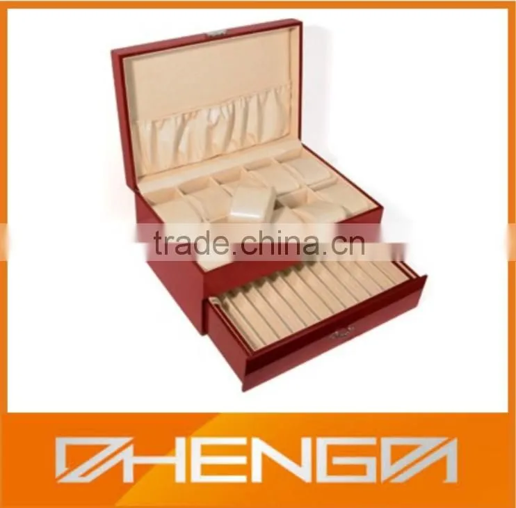 Best Sell custom made brown piano finish wooden watch packaging boxes (ZDS-F218)