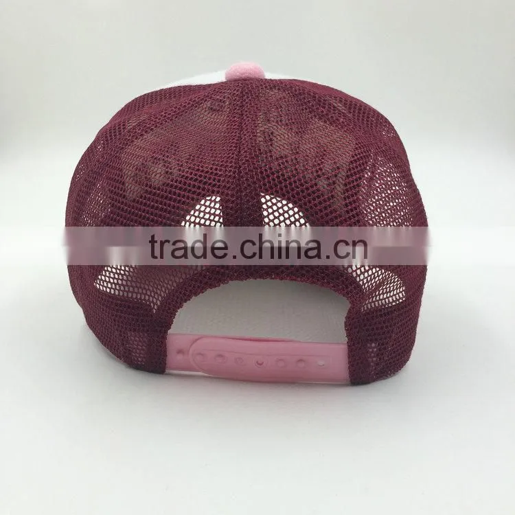 Cotton towelling EMB and rubber print worn out trucker mesh cap