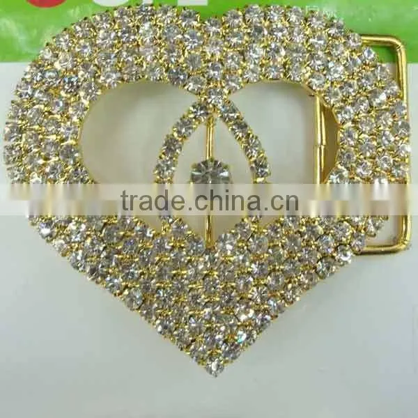 Factory Direct Wholesales Fashion Love-shaped Decorative Crystal Rhinestone Buckle for Coat Belt in Bulk