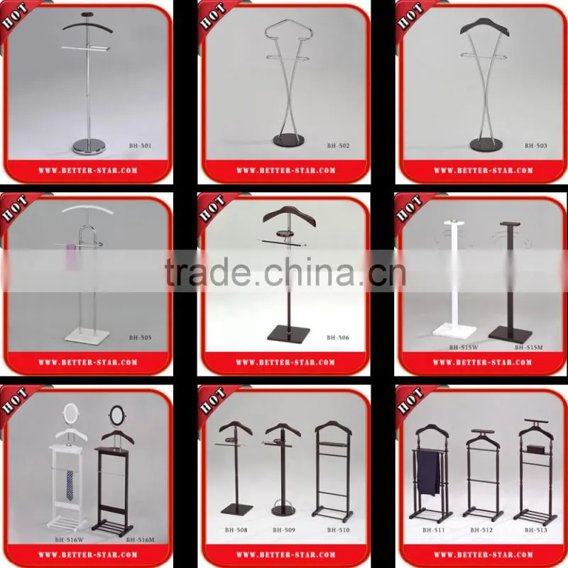 High quality portable bedroom clothes rack valet stand for clothes hat shelf