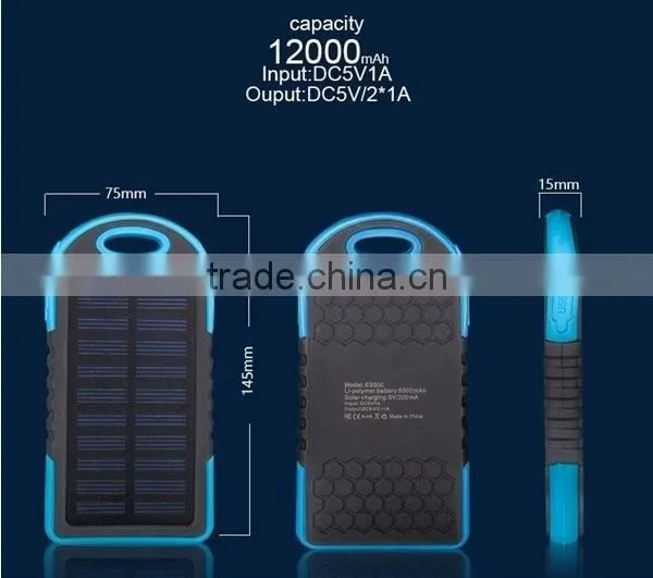 China hot sell product waterproof mobile phone solar power bank charger 8000mah