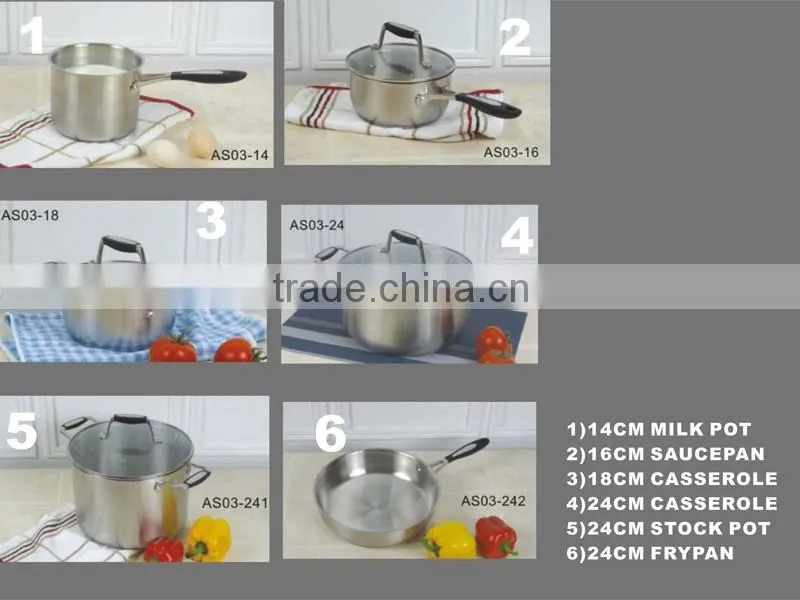 modern kitchen cabinet designs 8pcs stainless steel cookware set with silicon handle including milk pot