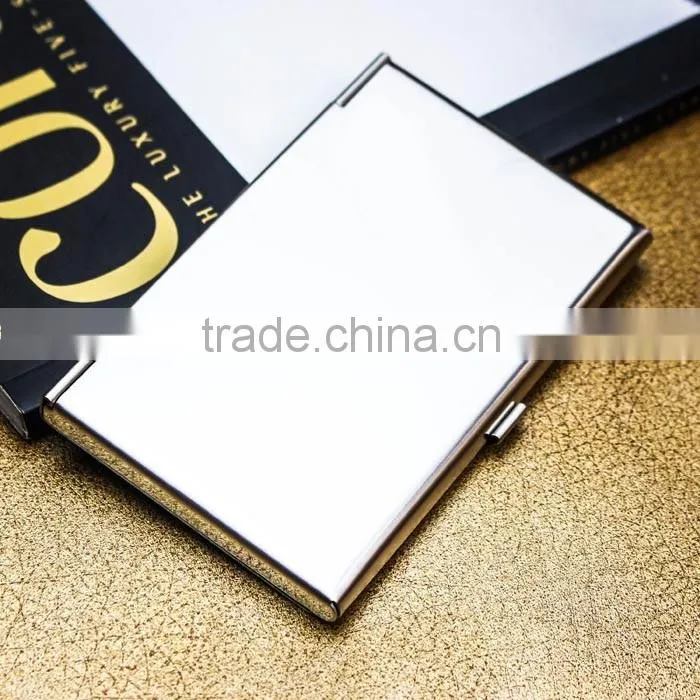 Business card use silver and golden stainless steel metal card holder with polished surface and engraving Logo