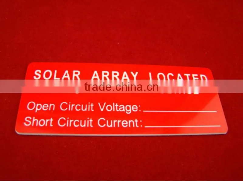 Adhesive Engraved solar ABS Tag 3m reflective sticker