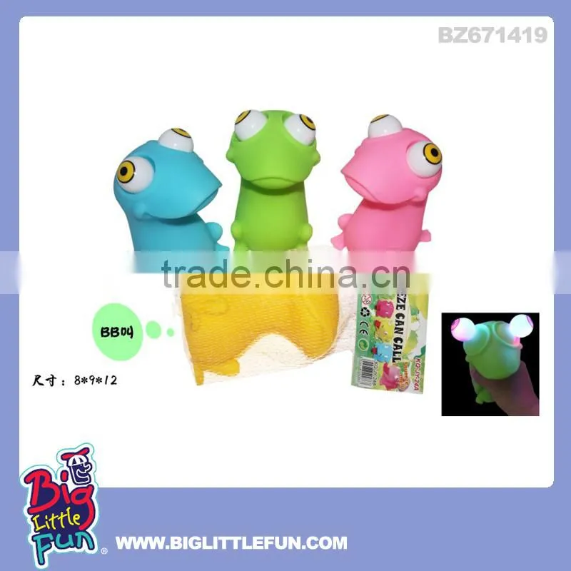 Eye pop squeeze toy rubber cow with light and BB sound