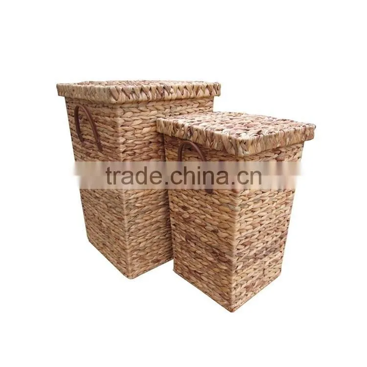 S&D eco-friendly 100% hand made water hyacinth large nature laundry basket with plastic handle